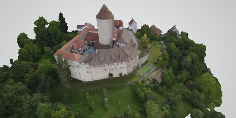 3D-Modell einer Burg mit Hilfe einer Drohne